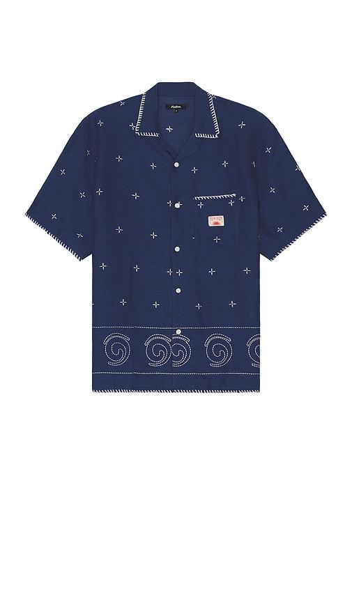 MALBON STRIPED COD SHIRT S NAVY/ROSE