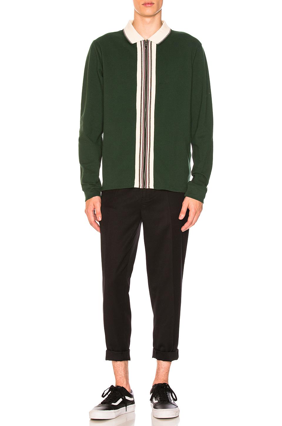 Stussy Full Zip Long Sleeve Polo in Green for Men | Lyst