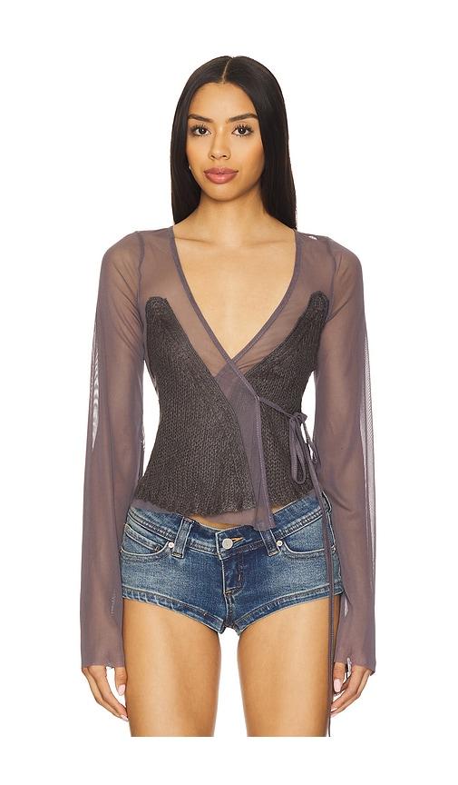 Jaded London Mesh & Knit Wrap Top in Black | Lyst
