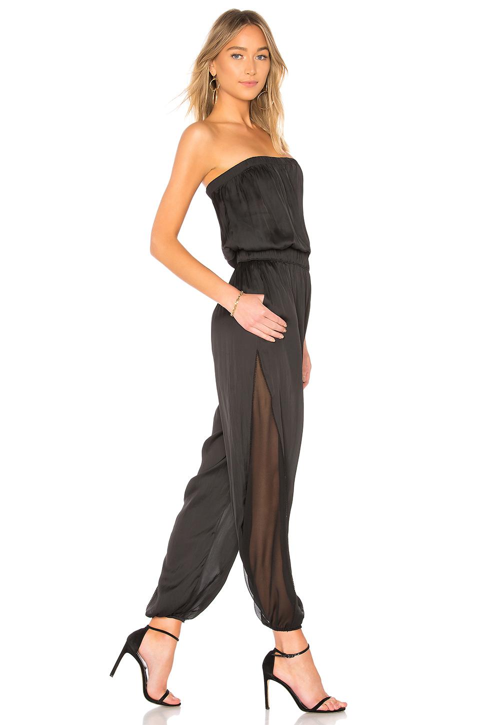 strapless ruched jumpsuit