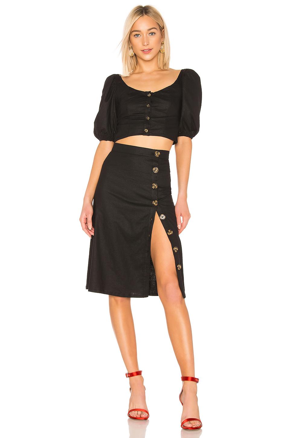 button up midi skirt