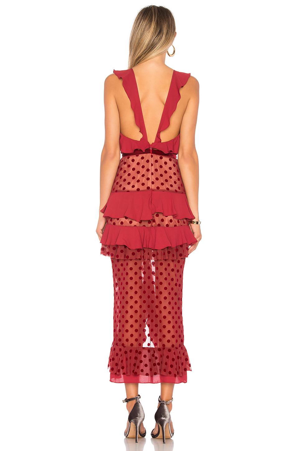 for love and lemons red polka dot dress