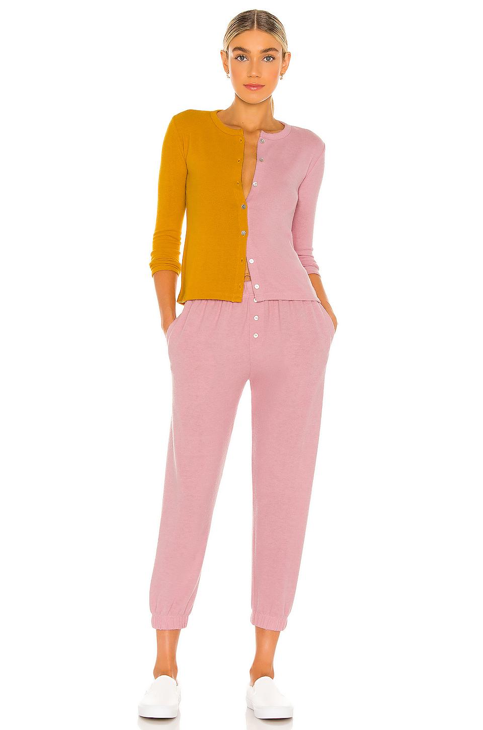 pink sweater and sweatpants