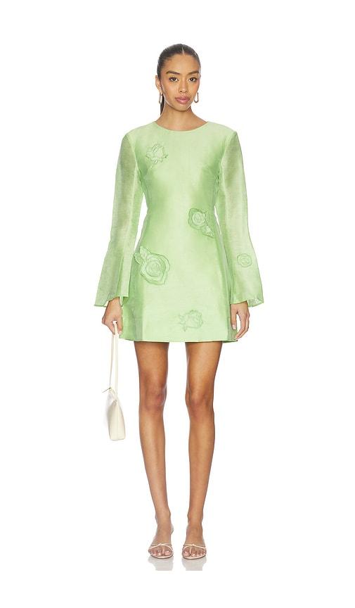 leo lin suzanne dress Leo Lin Suzanne Applique Applique Long Sleeve Mini Dress in Juniper Green
