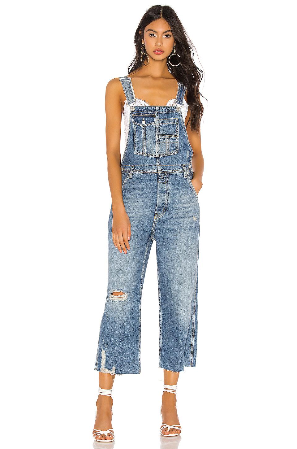 Cotton Baggy Boyfriend Overall in Blue 