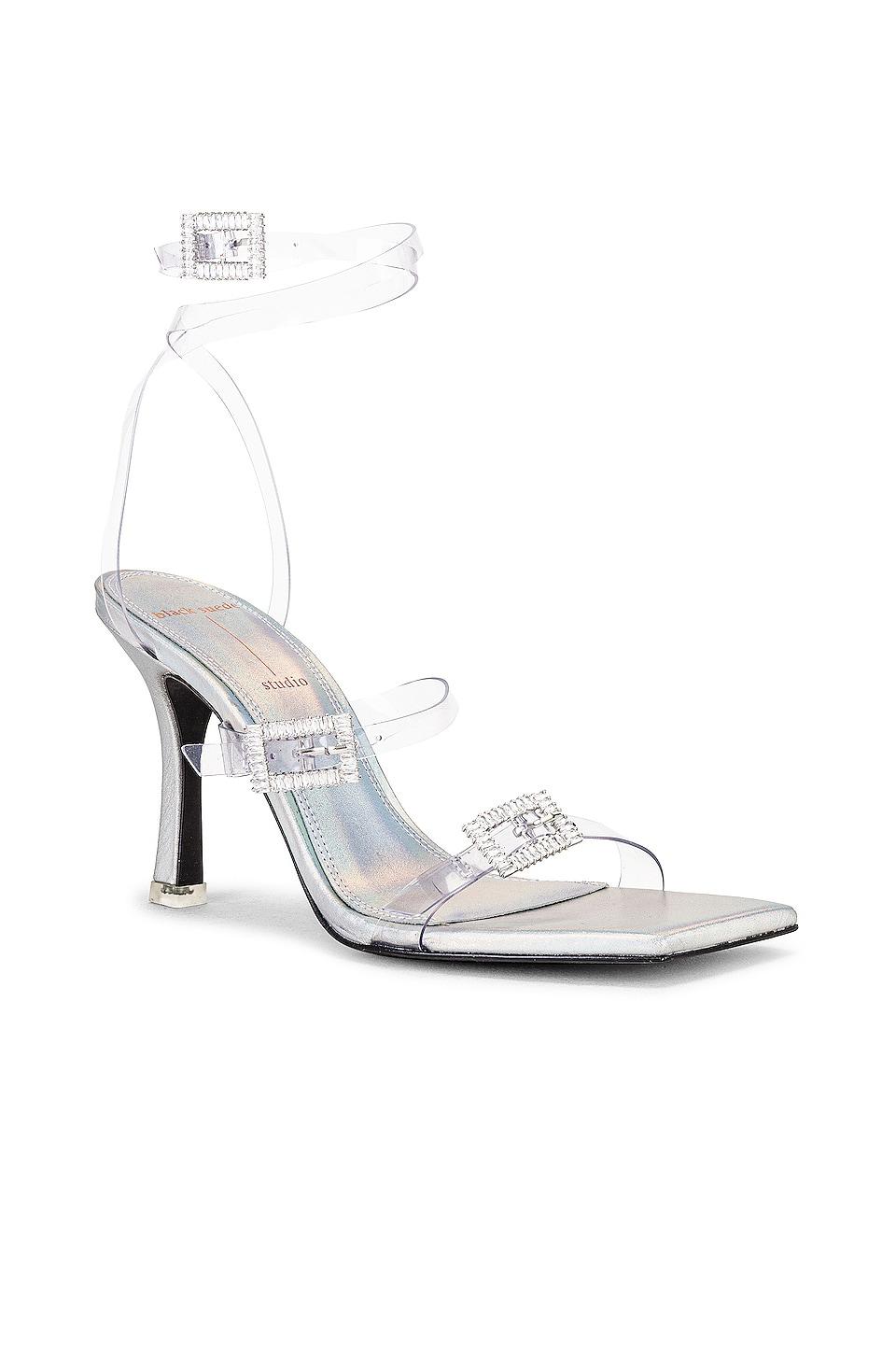 black suede studio sandals