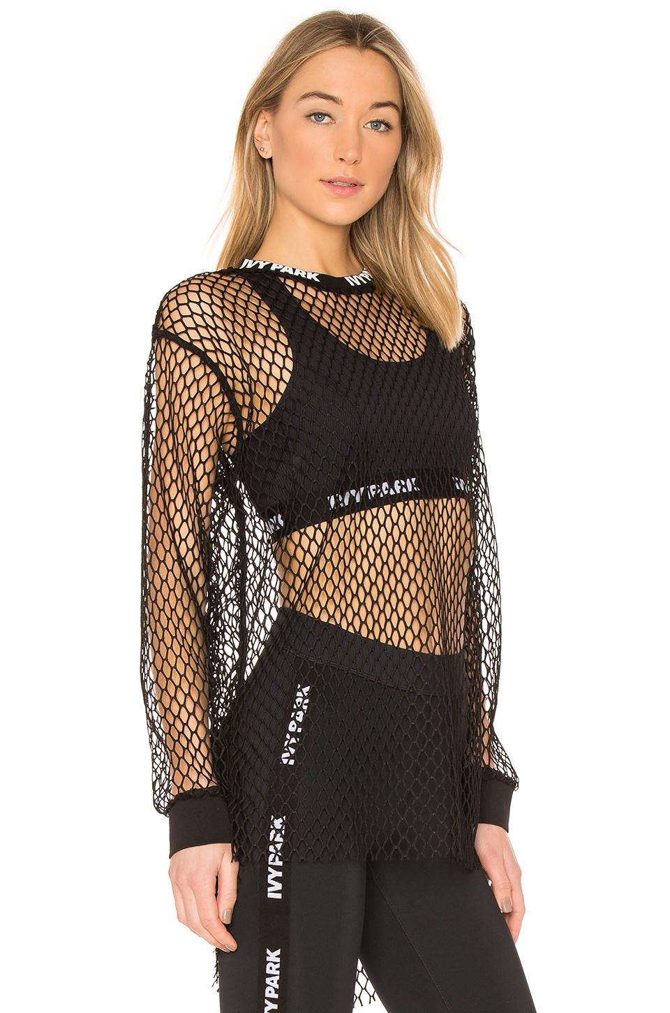ivy park long sleeve mesh crop top
