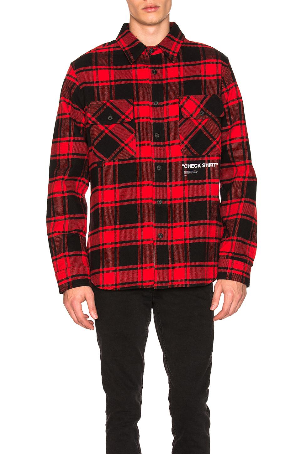 off white red plaid shirt
