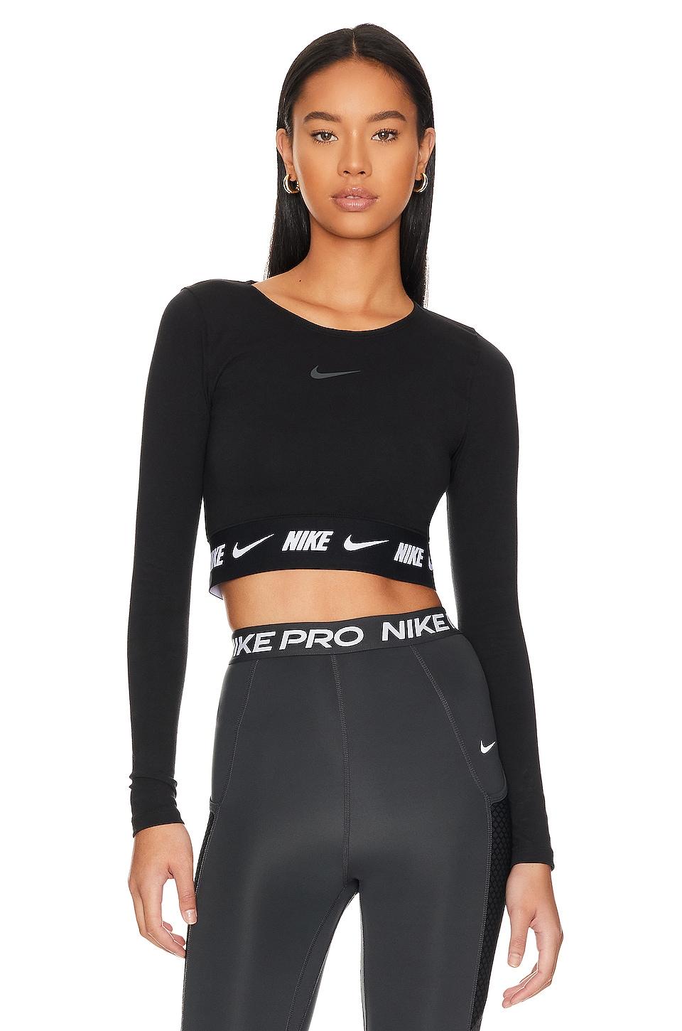 Nike Nsw Crop Tape Top in Black | Lyst