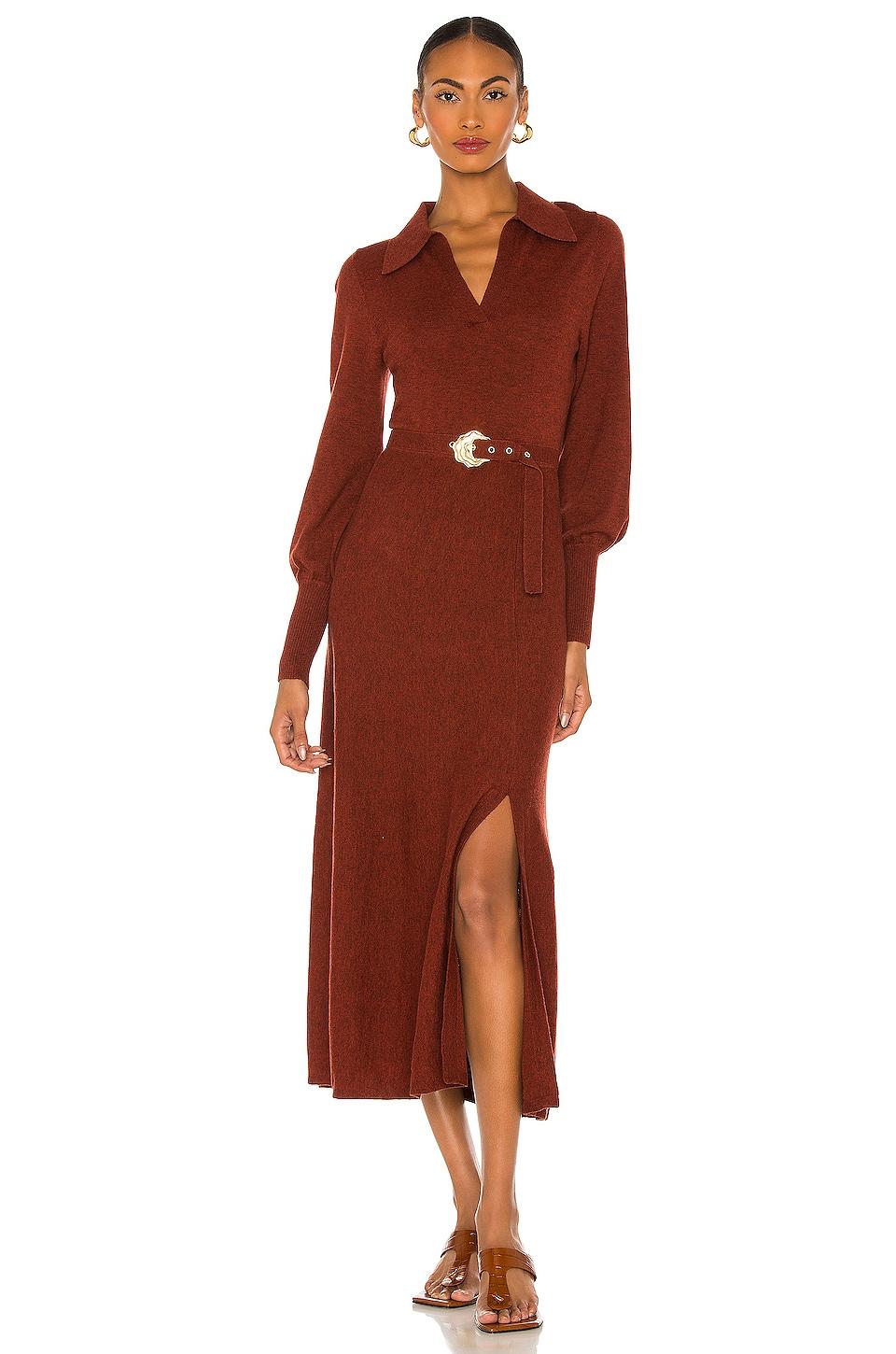 nicholas rust tie silk maxi