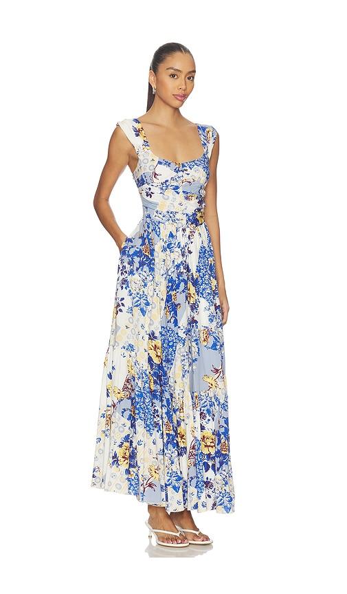 free people blue and white maxi dress Free People Havenwood Embroidered Check Maxi Dress In Blue