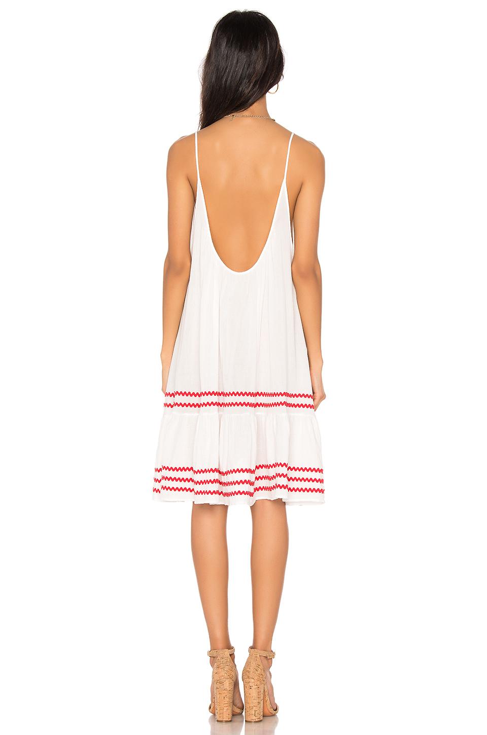 9seed Cotton St Tropez Ruffle Mini Dress in White & Red (White) - Lyst