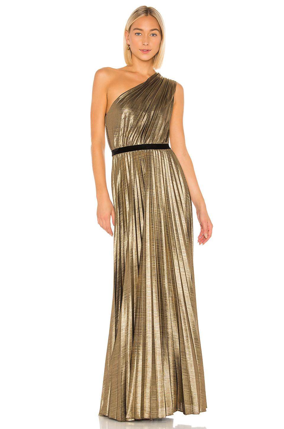 bcbg blue and gold dress