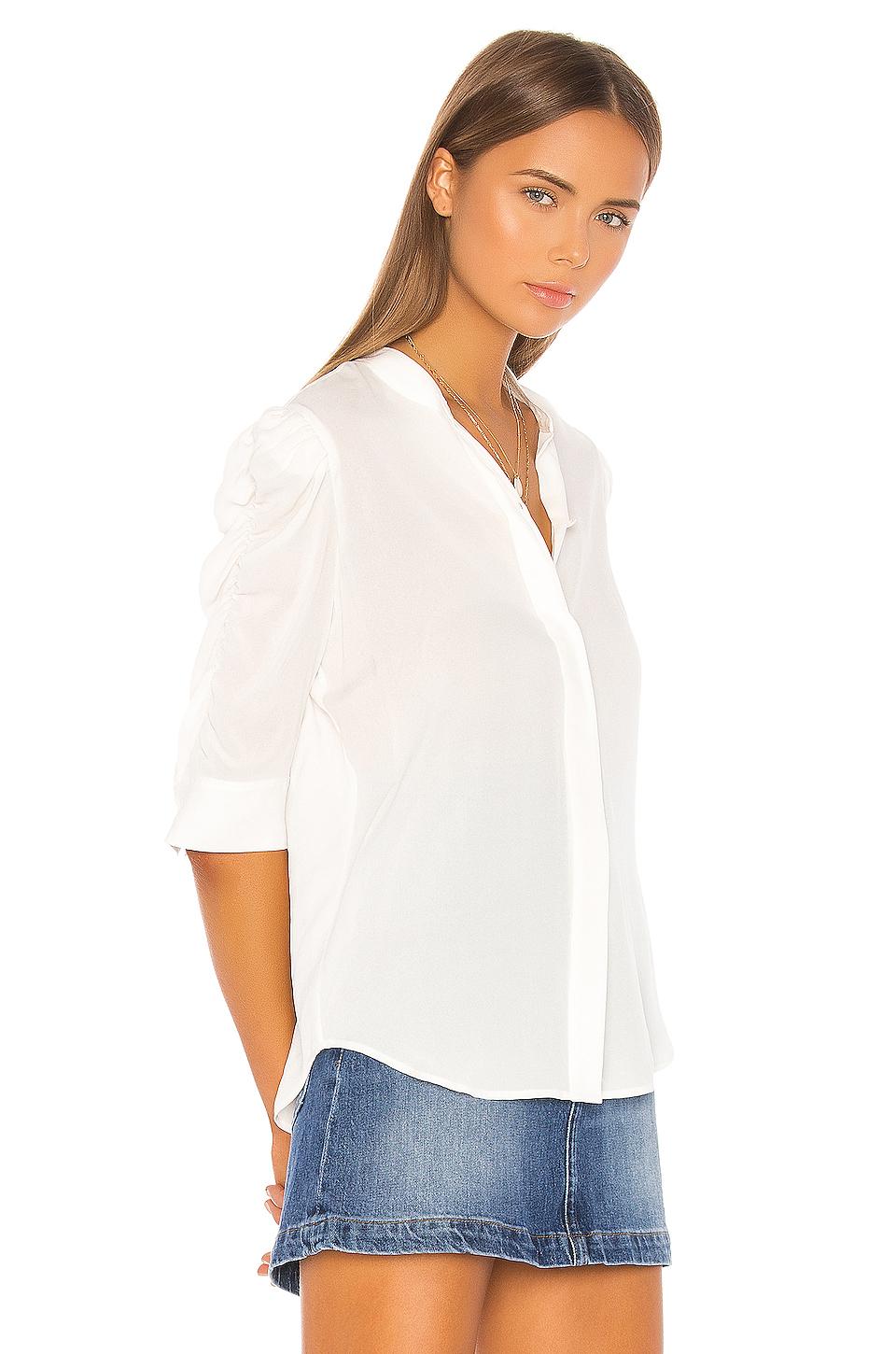 frame shirred sleeve denim shirt