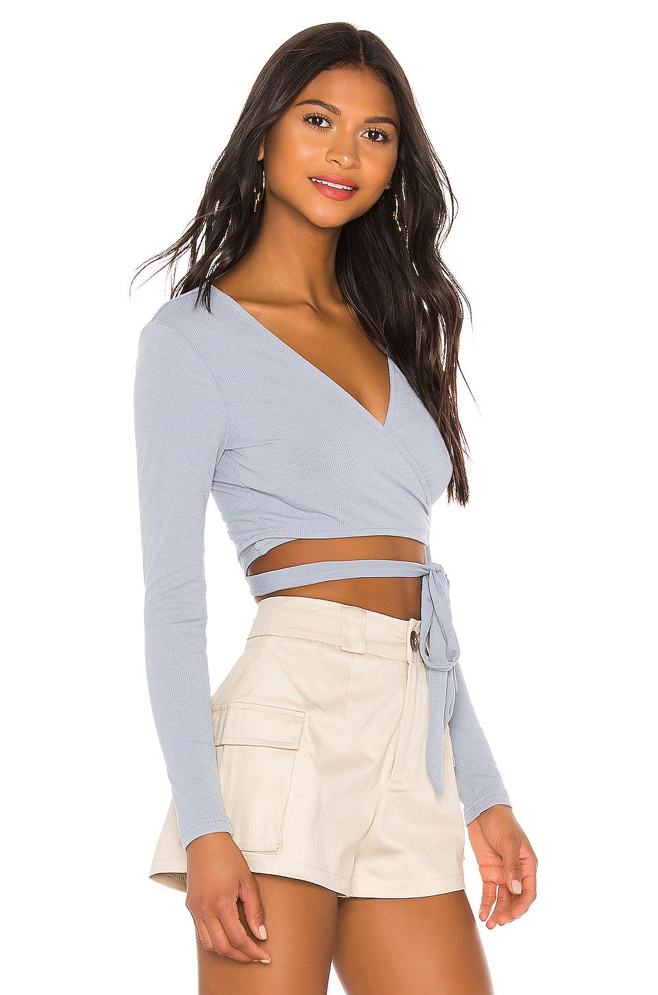 superdown Sylvie Wrap Tie Top in Slate (Gray) Lyst