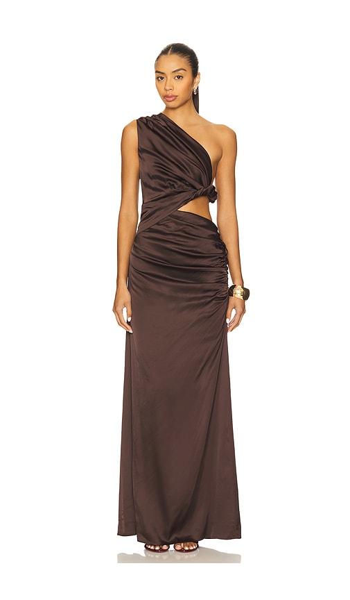house of harlow brown and white dress Harlow Jersey Strapless Midi Dress