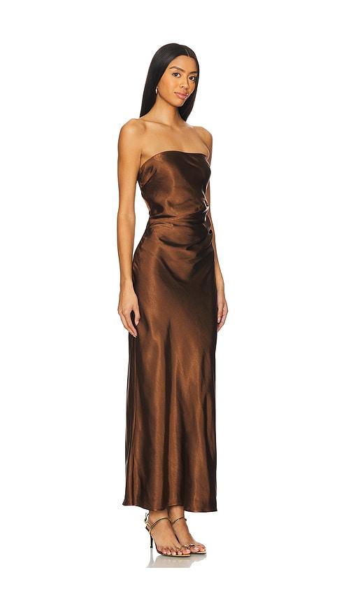 revolve brown satin dress Michael Costello x Revolve V-Neck Long Dress w/ Tags - Brown Dresses,  Clothing - WMICR23166
