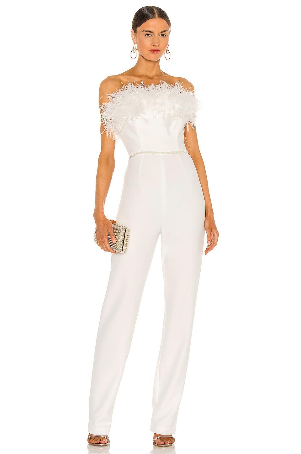 Bronx and Banco Lola Blanc Feather Jumpsuit in White | Lyst UK