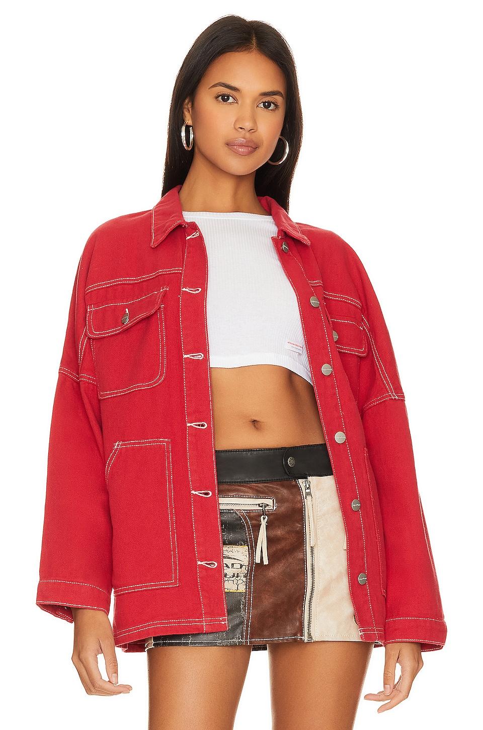 Topshop cotton denim shacket in red (part of a set) - RED | ASOS