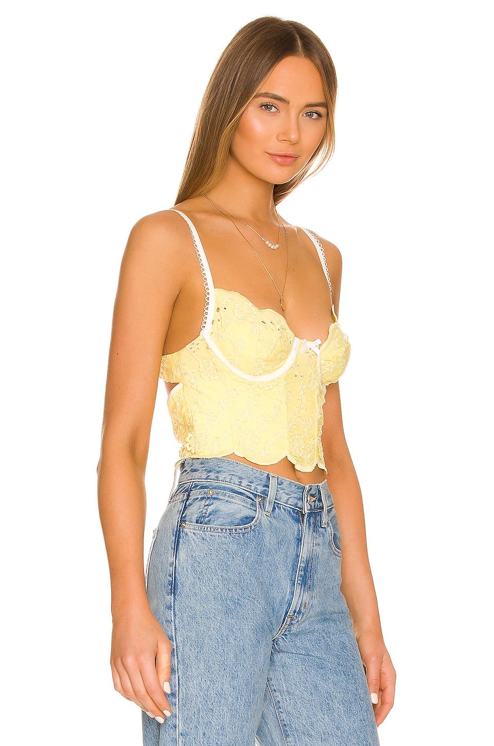 For Love u0026 Lemons Natalia Corset Top in Yellow | Lyst