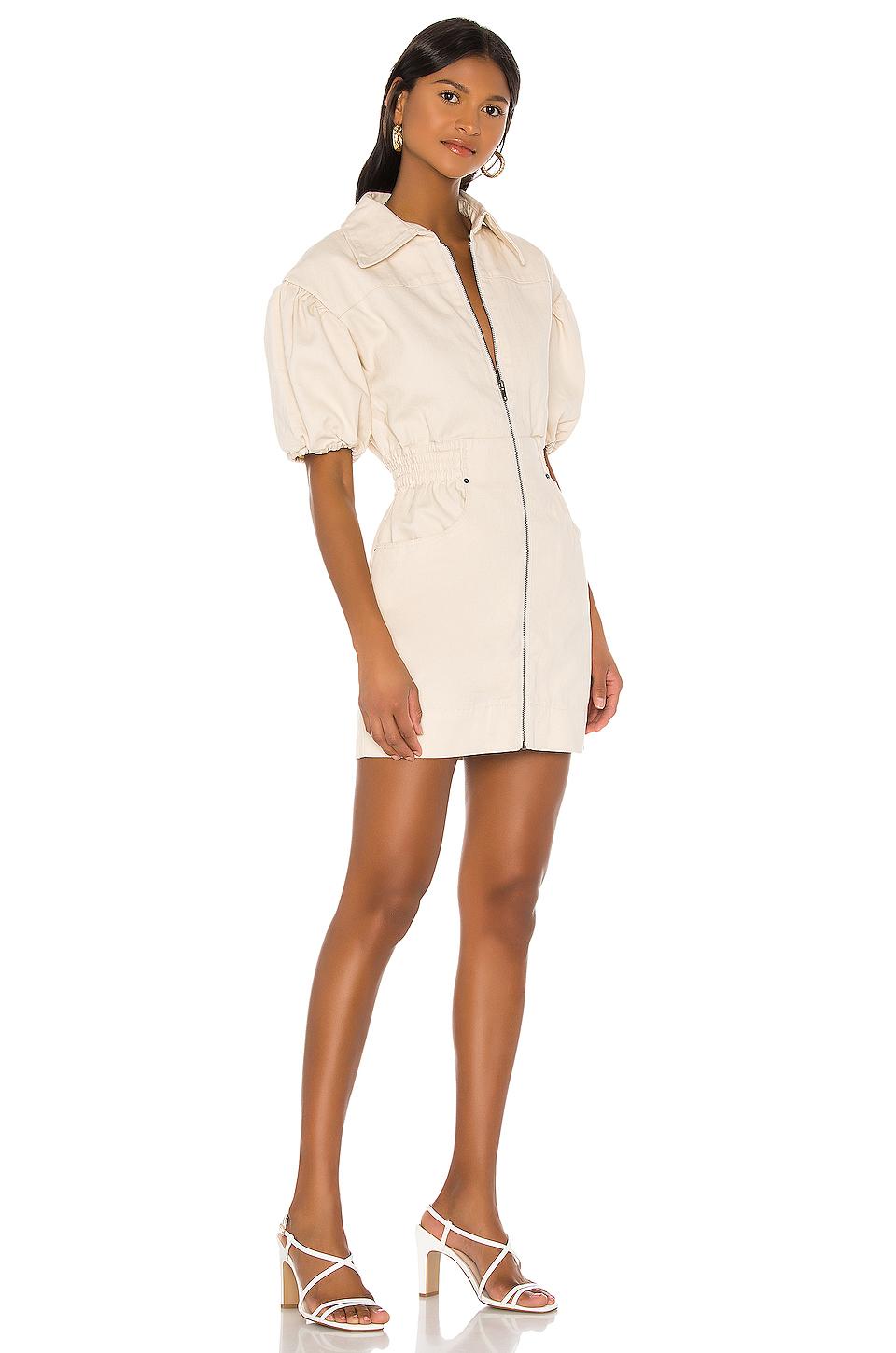 Peripheral Short Sleeve Dress in Chalk 