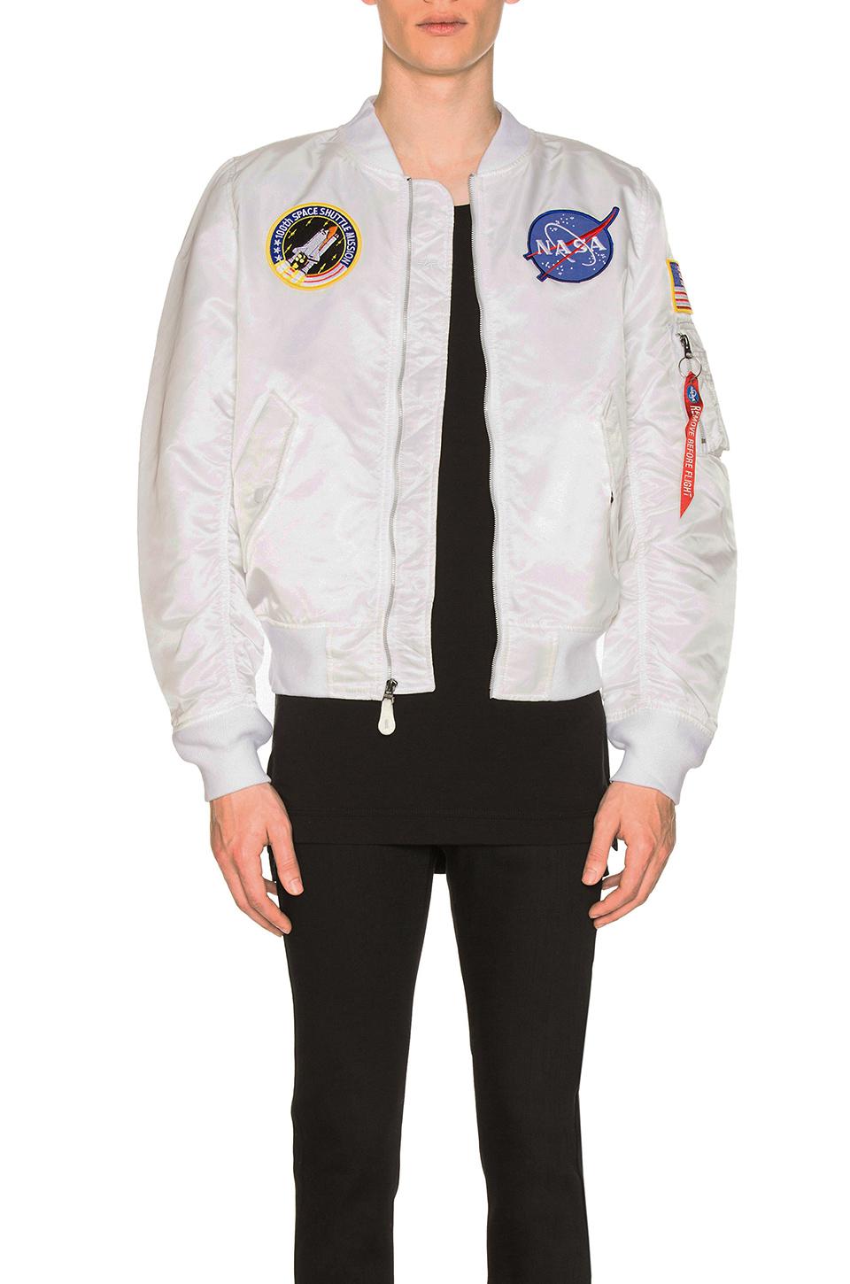 Alpha Nasa Ma-1 Jacket in White for Men | Lyst