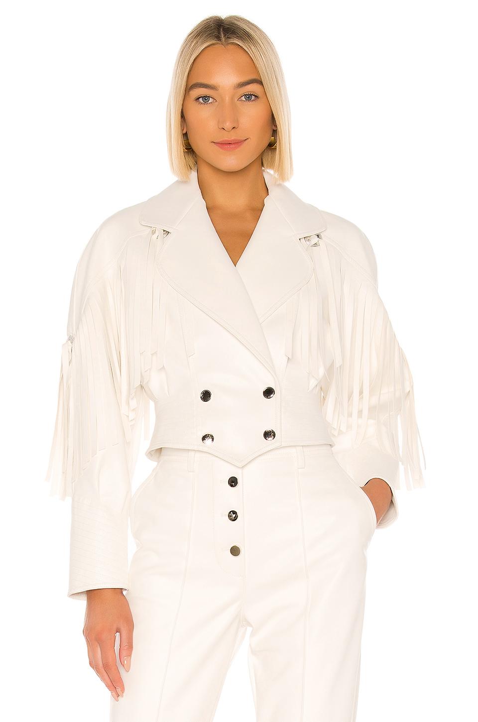 Divine Héritage Vegan Leather Fringe Jacket in White Lyst