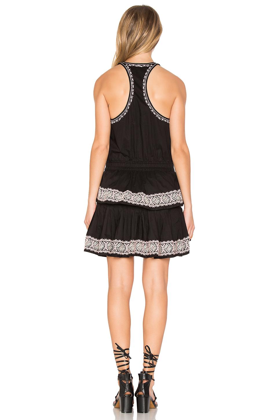 LoveShackFancy Cotton Ruffle Racer Mini Dress in Black & Blush (Black ...