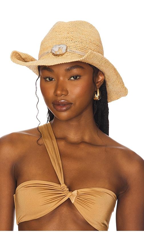 Beach by Flora Bella  tan and white straw hat Women main image 4