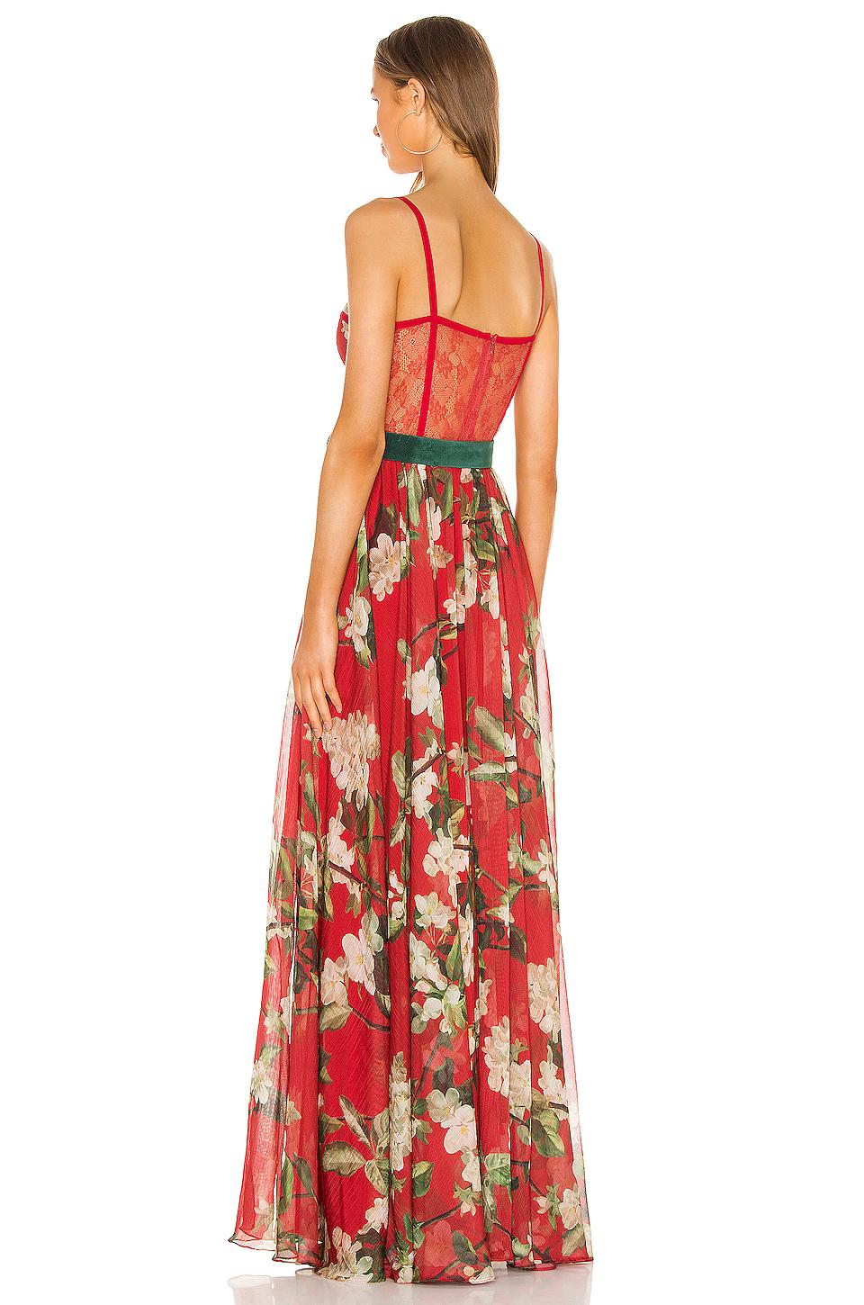 PATBO Floral Bustier Belted Maxi Dress in Red | Lyst