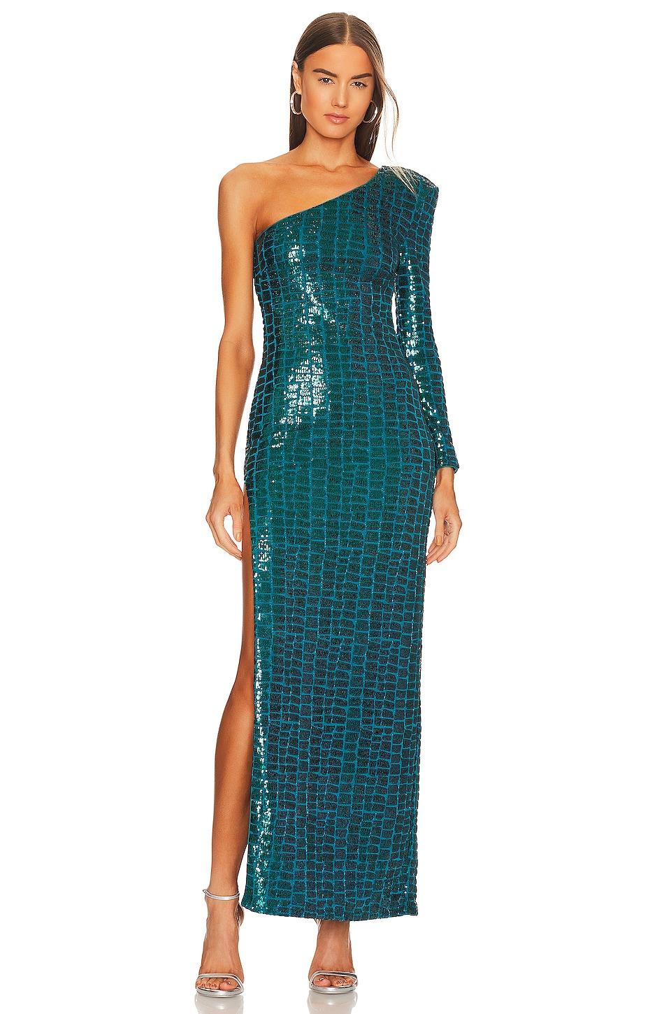 revolve green gown