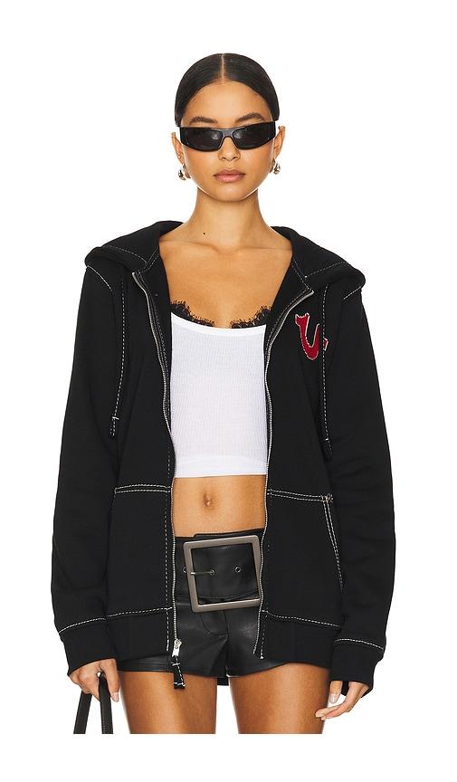True Religion Cross Stitch Zip Up Hoodie in Black Lyst UK