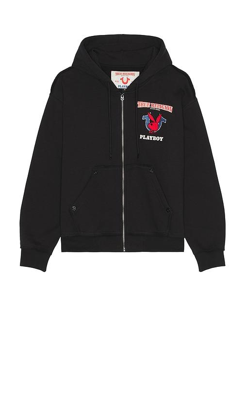 TRUE RELIGION X Playboy Fleece Zip Up Hoodie in Black for Men