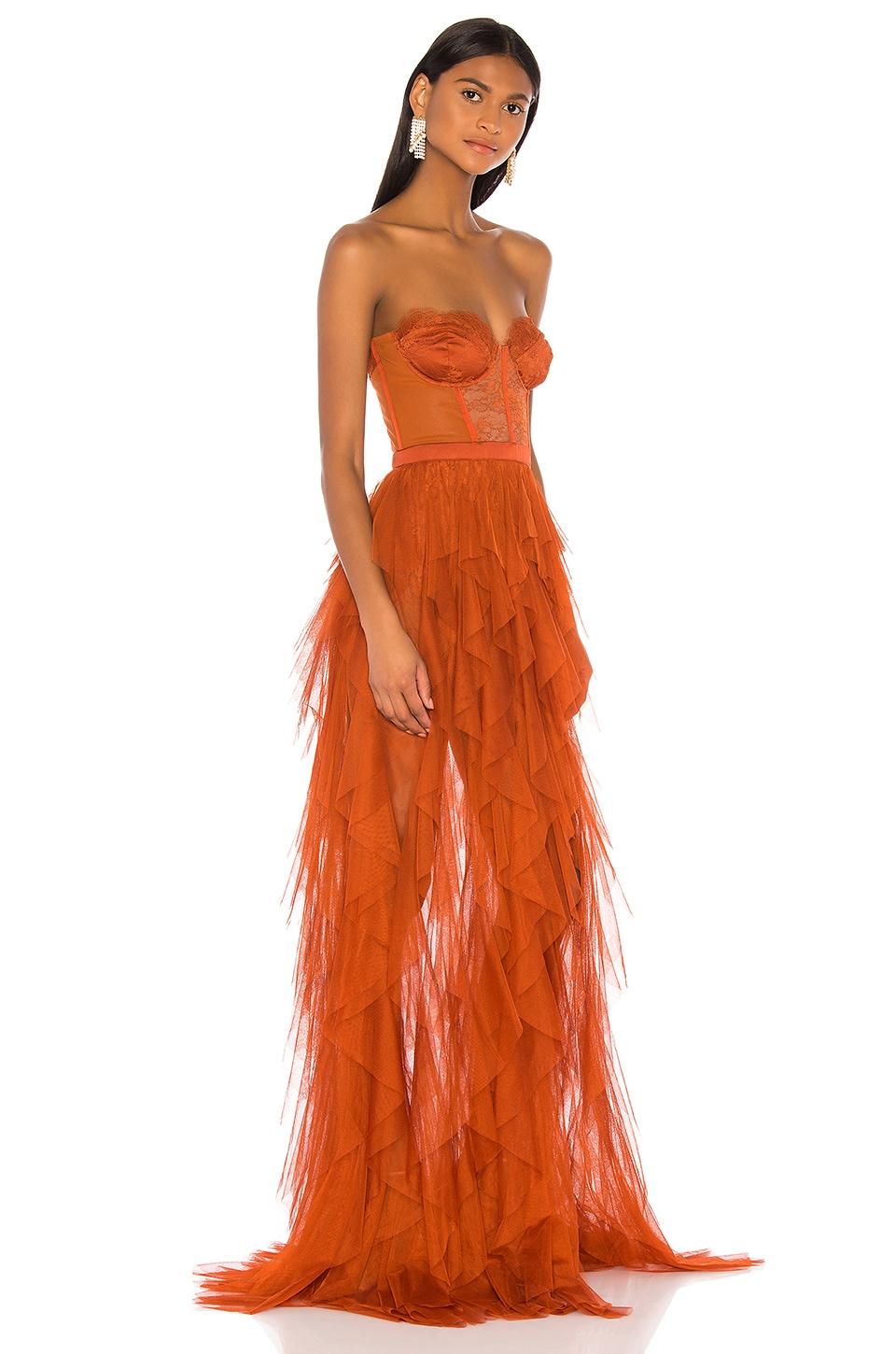X Revolve Bustier Gown in Rust (Orange 