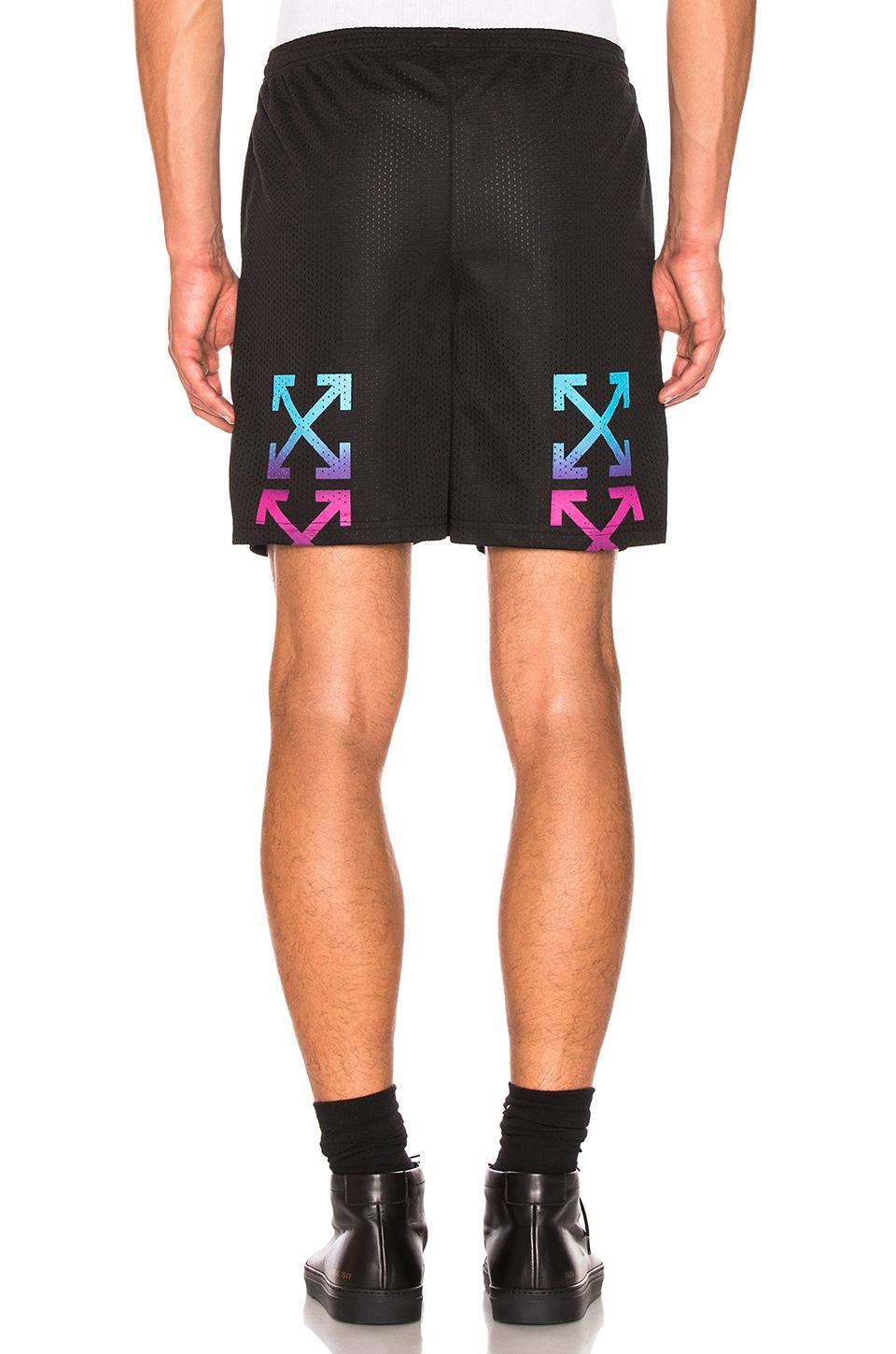 off white gradient mesh shorts