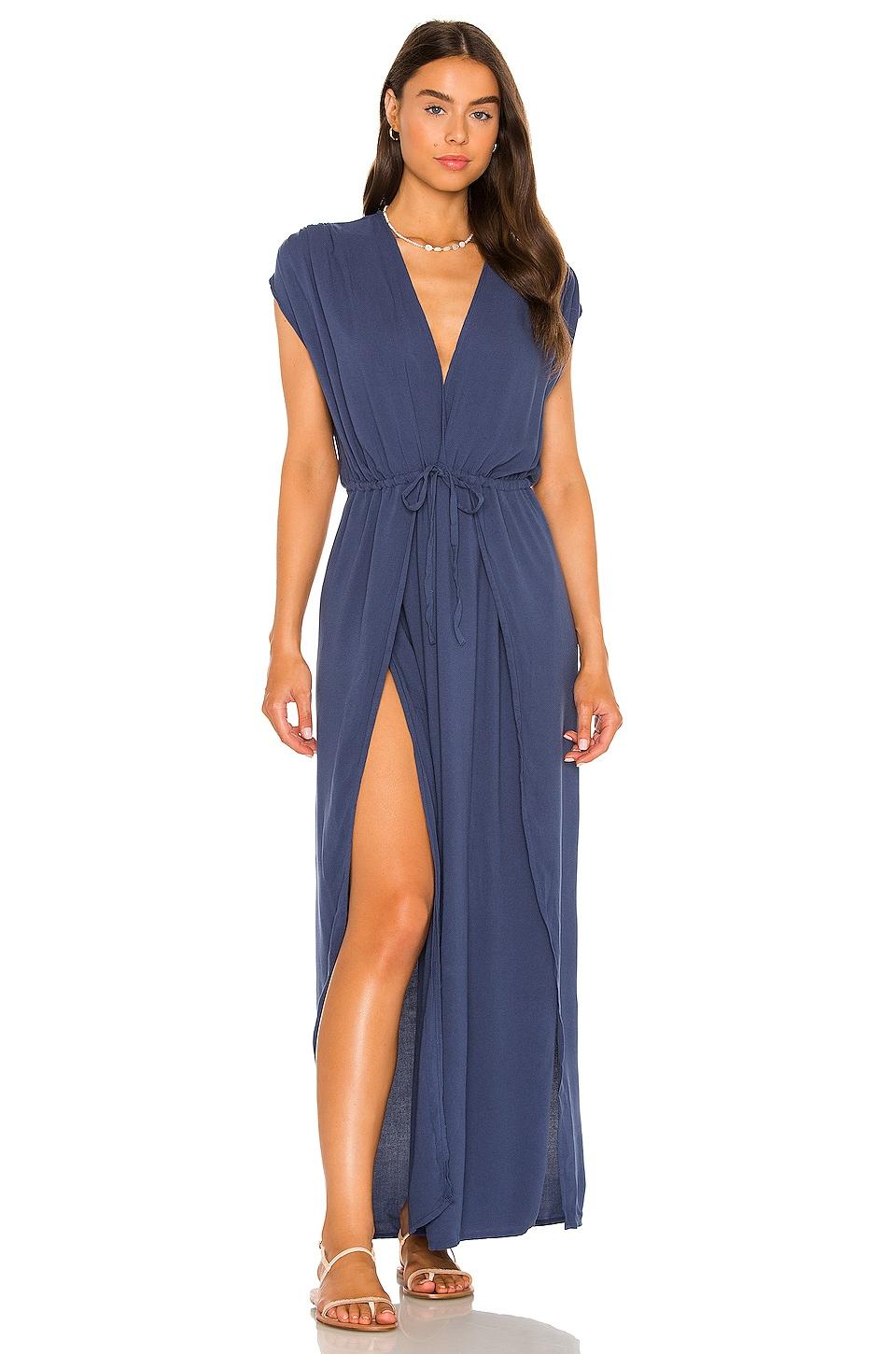 Bobi Beach Crepe Maxi Dress in Blue | Lyst