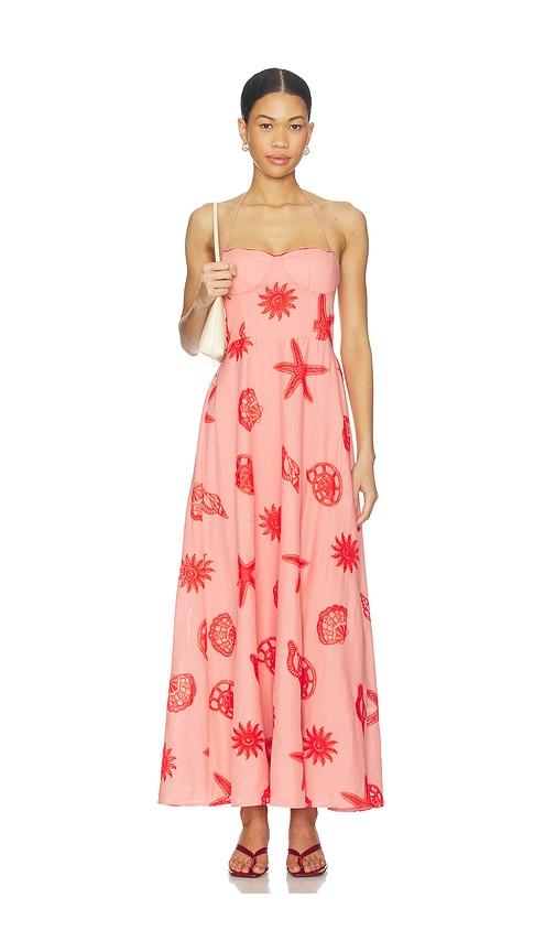 open lace back dress Saylor Satin Pleated Floral Print Dress