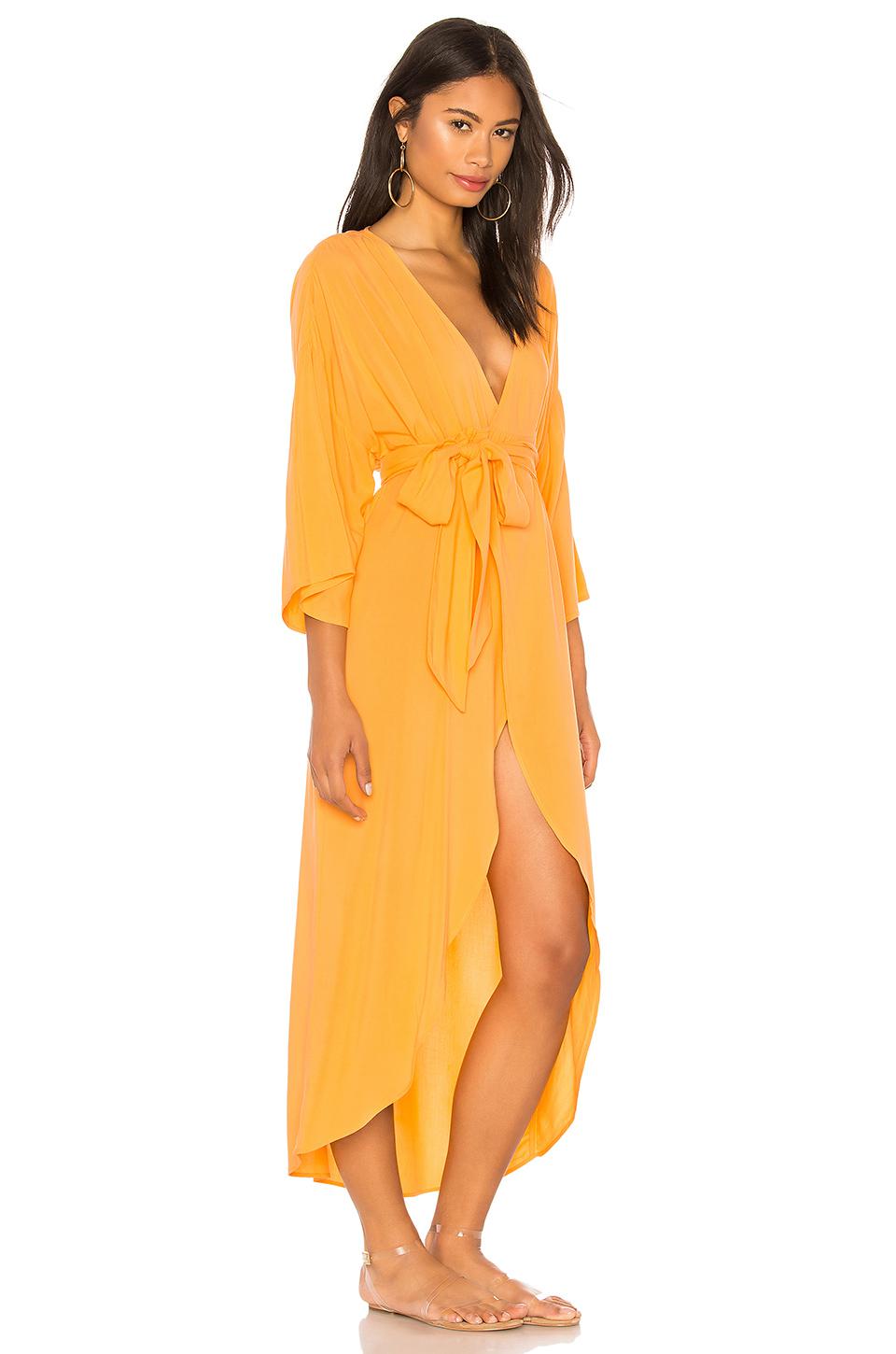 Lyst Kendall Kylie Wrap Dress In Yellow Orange View Fullscreen