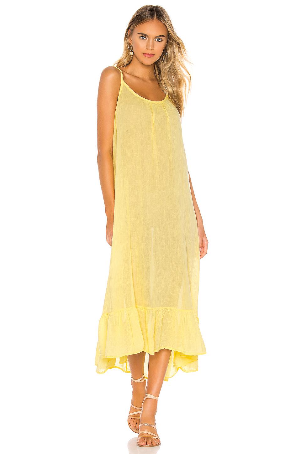 Bobi Cotton Gauze Midi Dress in Yellow Lyst