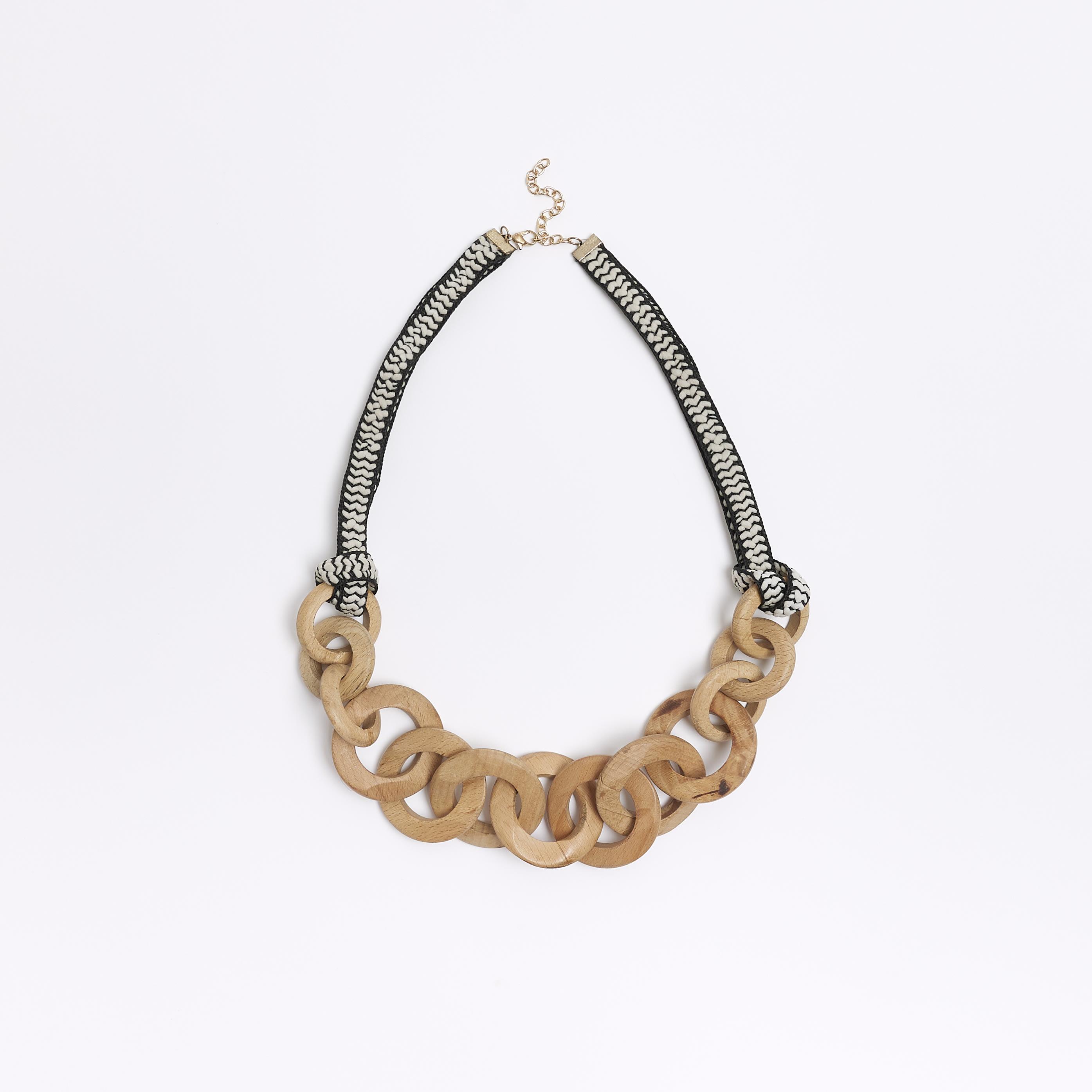 River Island Wooden Chain Necklace in Metallic | Lyst UK