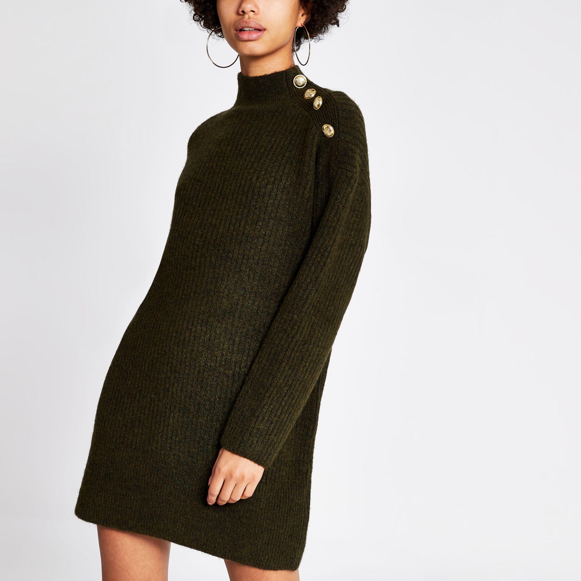 river island v neck jumper dress