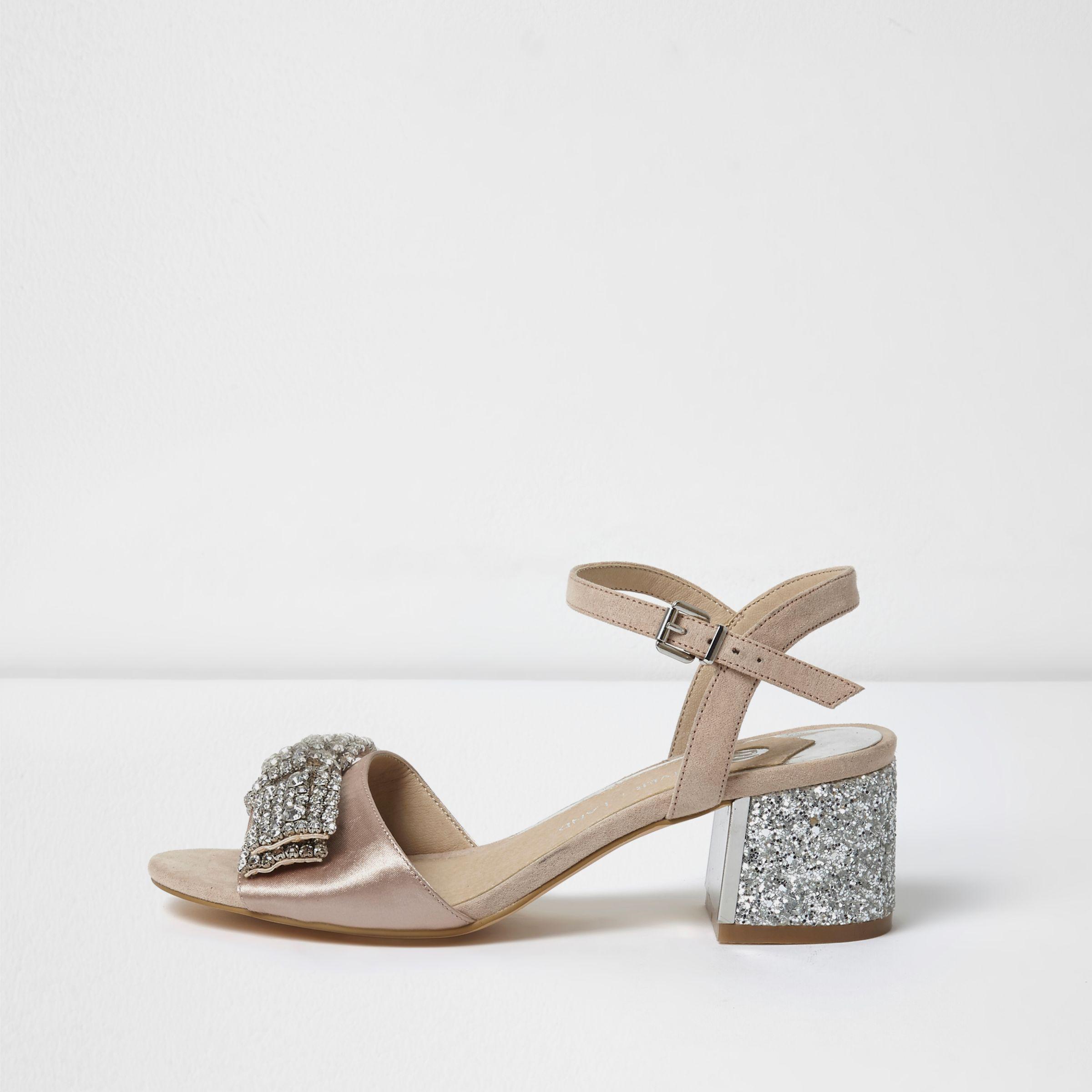 River Island Satin Light Pink Diamante 