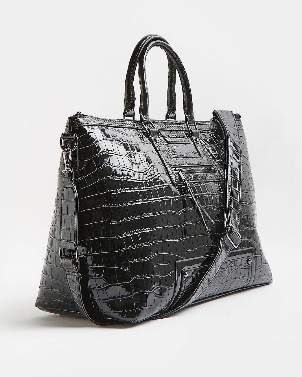 river island black embossed bolsa