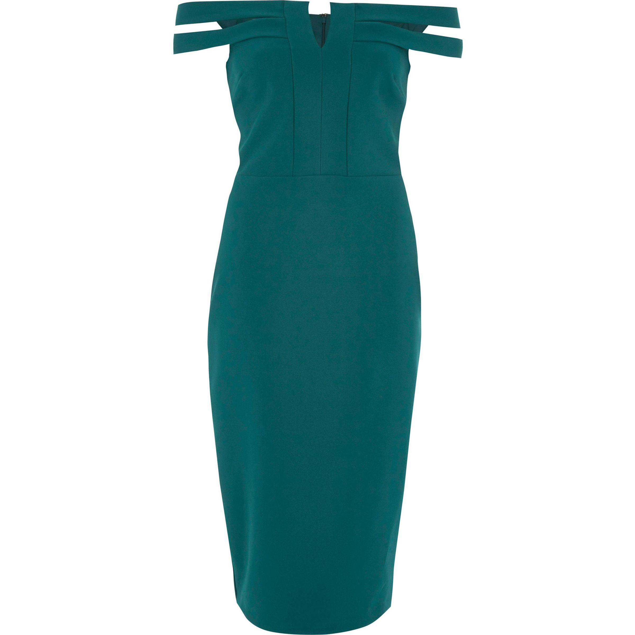 dark green bardot dress