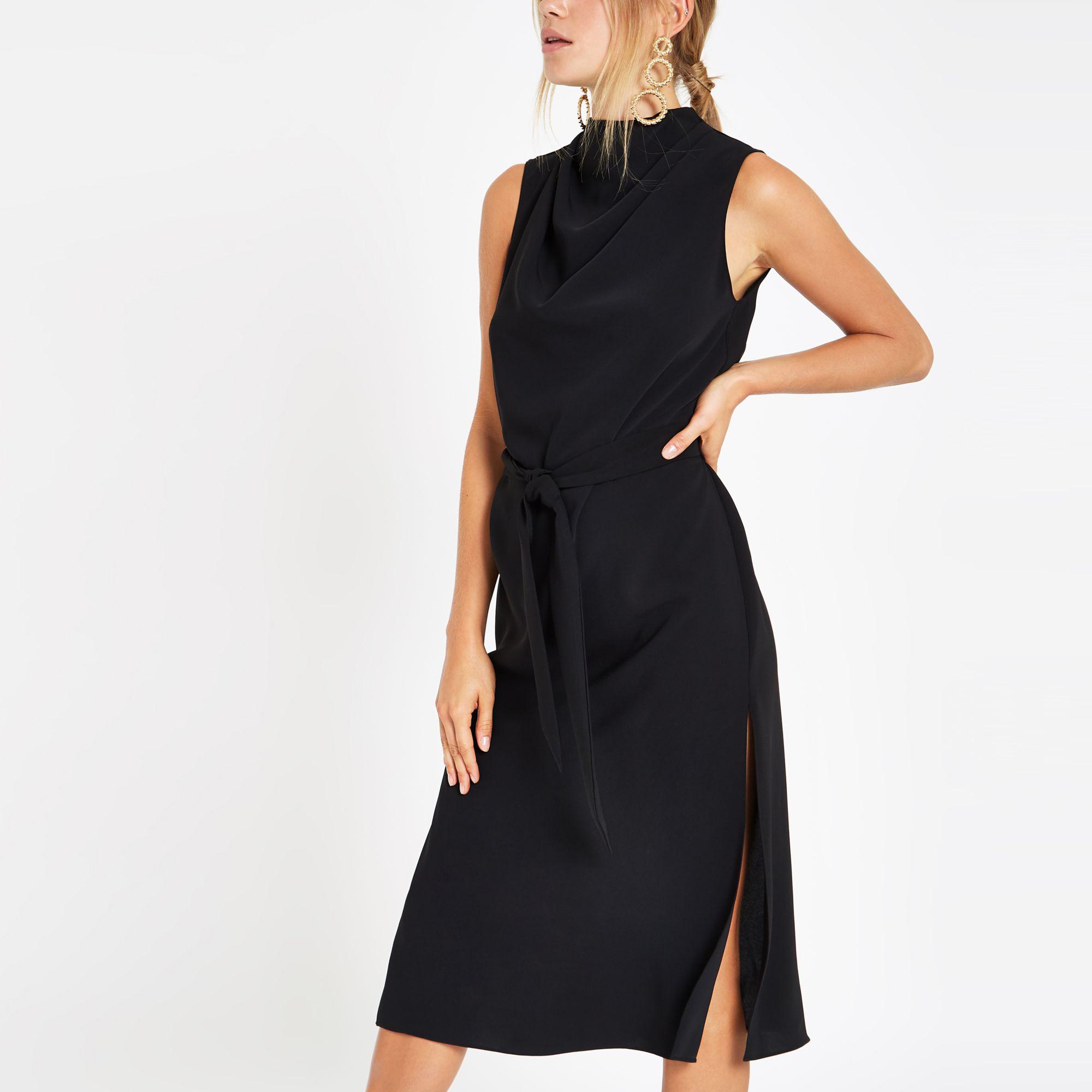 river island black midi dress