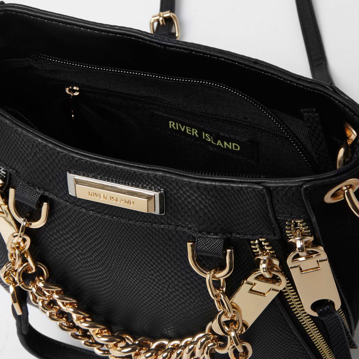 river island black croc bag