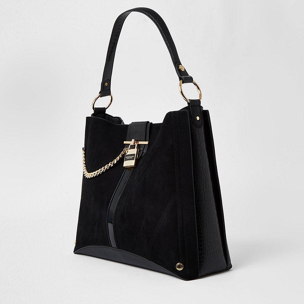 black and gold river island bag