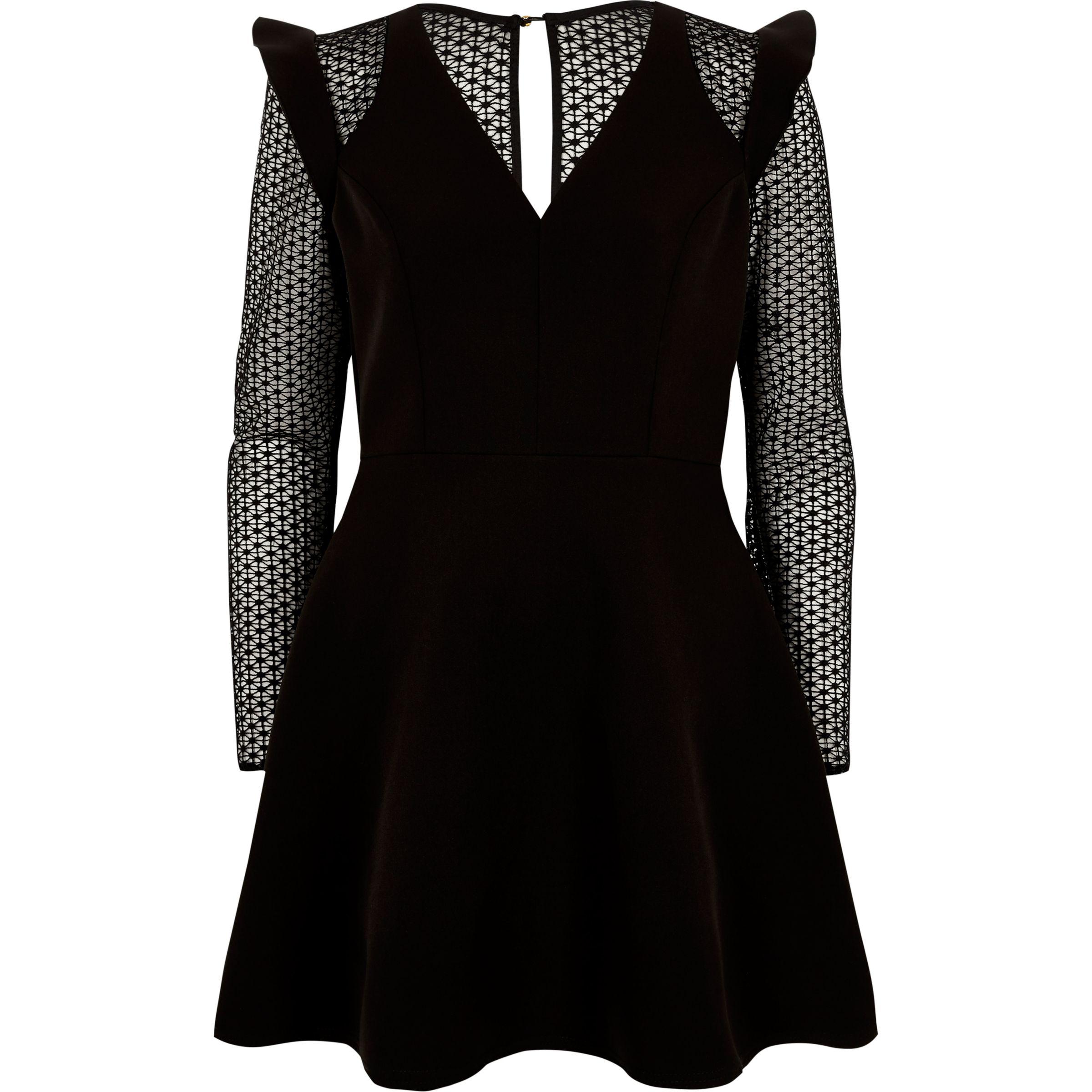 black long sleeve skater dress