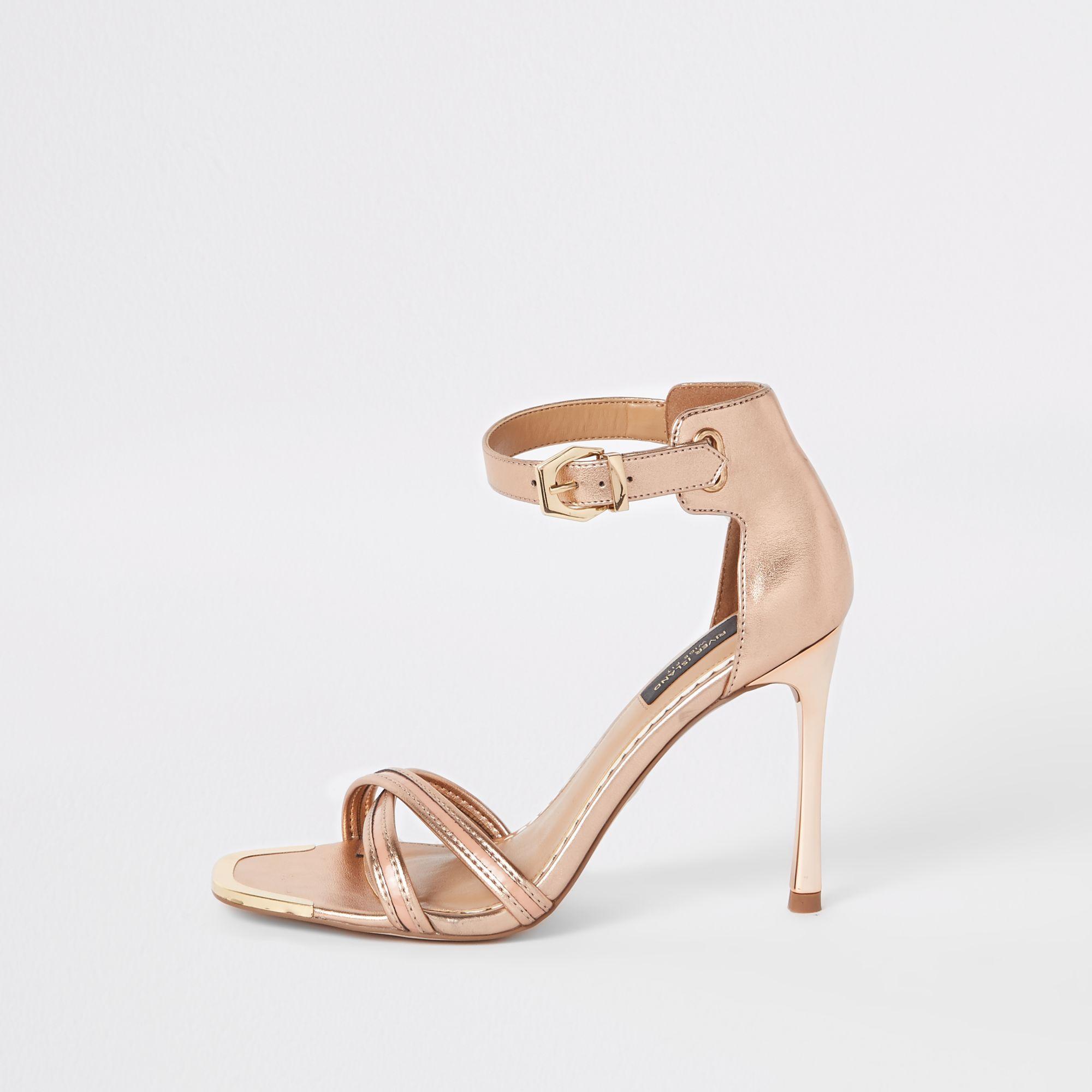 Rose Gold Strappy Heels Wide Fit Online 