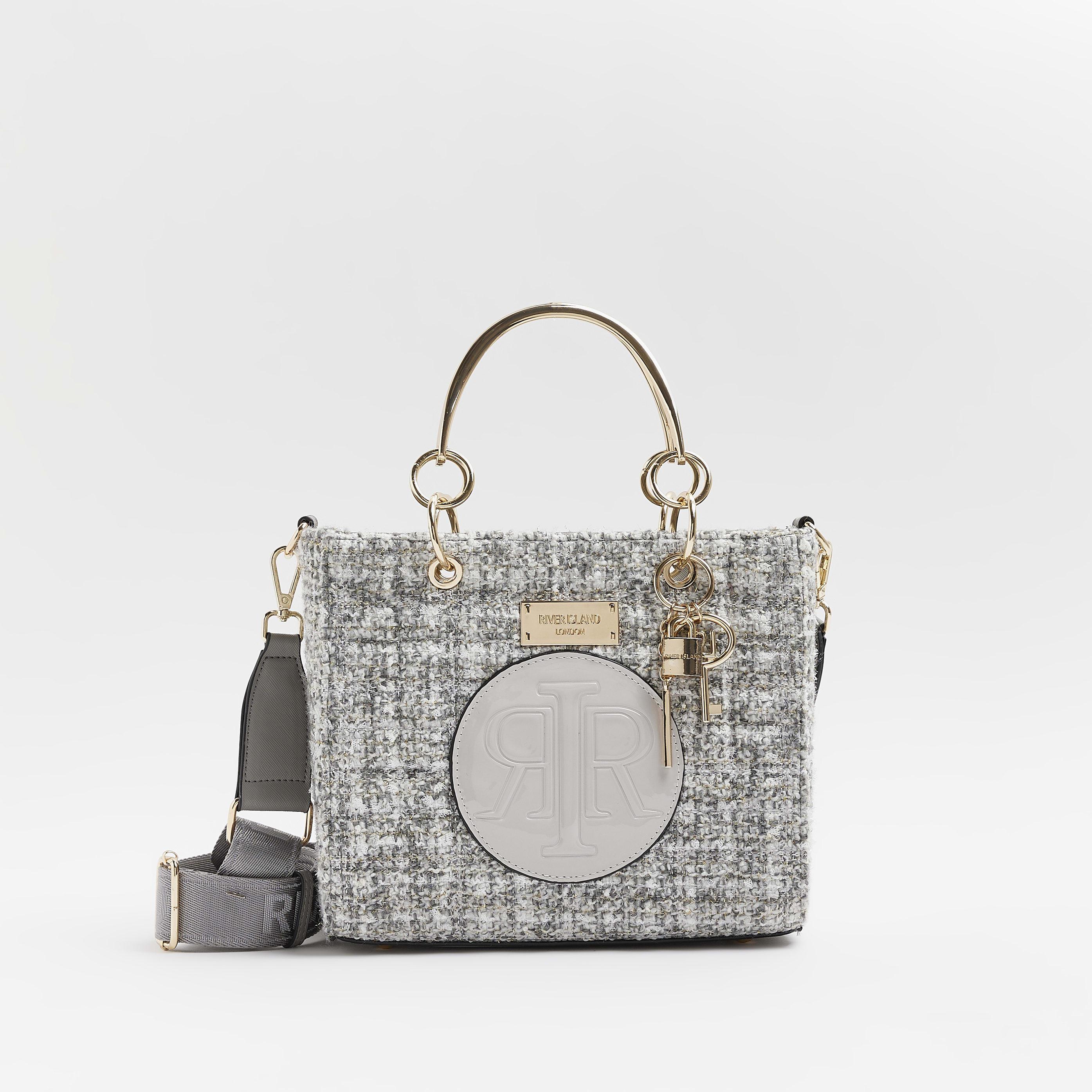 River Island Grey Boucle Tote Bag in Grey Lyst UK